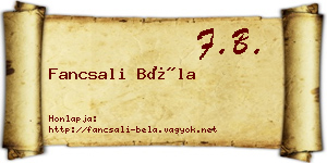 Fancsali Béla névjegykártya